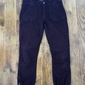 Paige Mayslie Cropped Jogger Pant in Deep Plum, Size 29